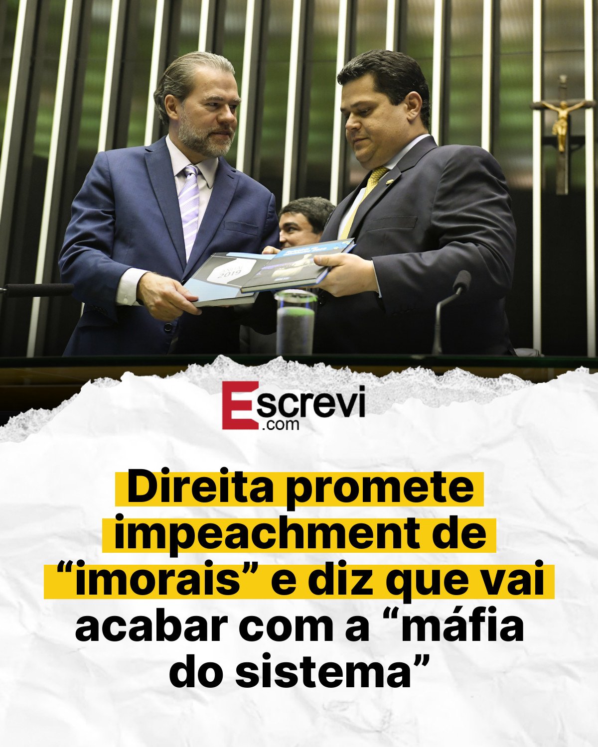 Direita promete impeachment de “imorais” e diz que vai acabar com a “máfia do sistema” card branco