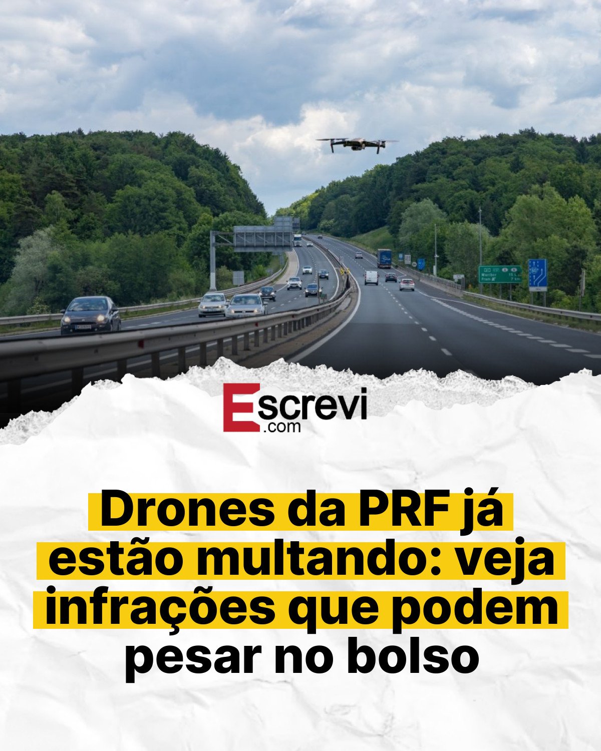 Drones da PRF já estão multando: veja infrações que podem pesar no bolso card branco