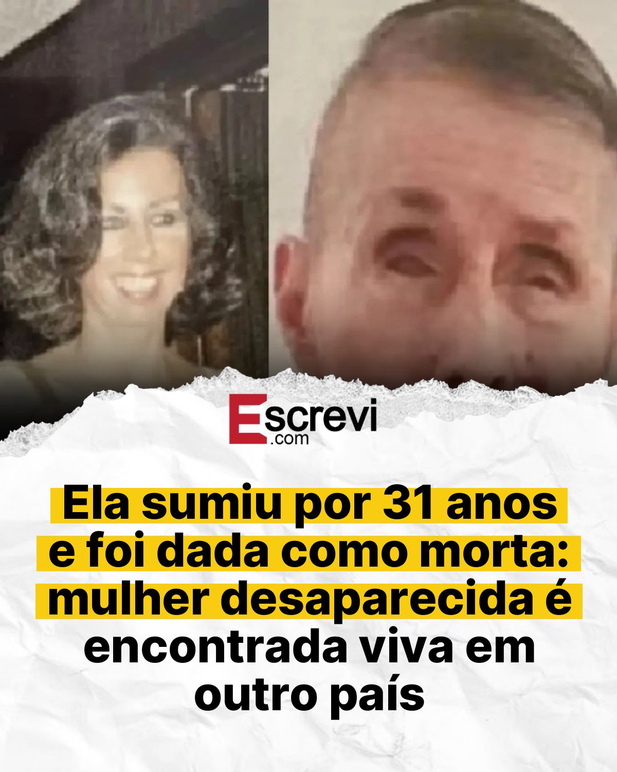 Ela sumiu por 31 anos e foi dada como morta: mulher desaparecida é encontrada viva em outro país card branco