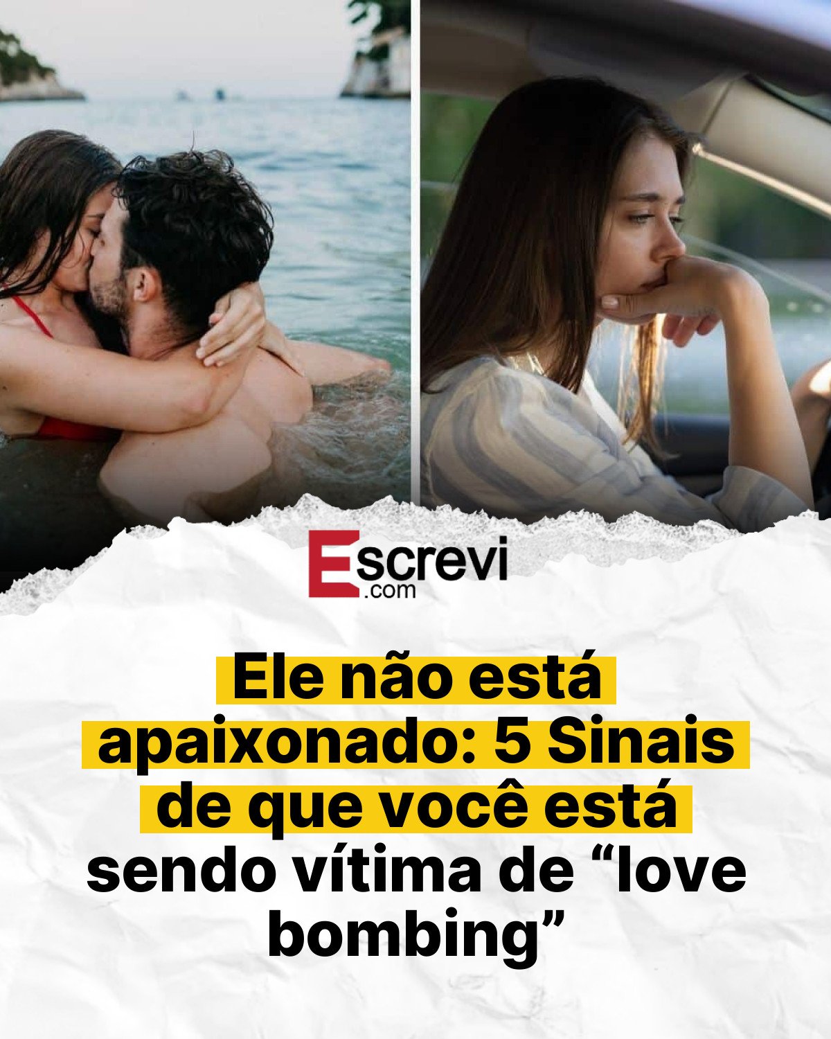 Ele não está apaixonado: 5 Sinais de que você está sendo vítima de “love bombing” card branco