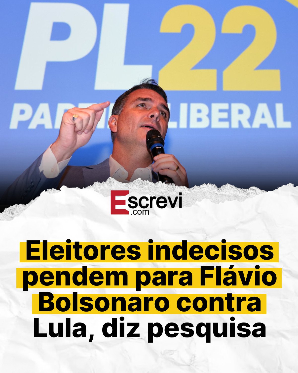 Eleitores indecisos pendem para Flávio Bolsonaro contra Lula, diz pesquisa card branco