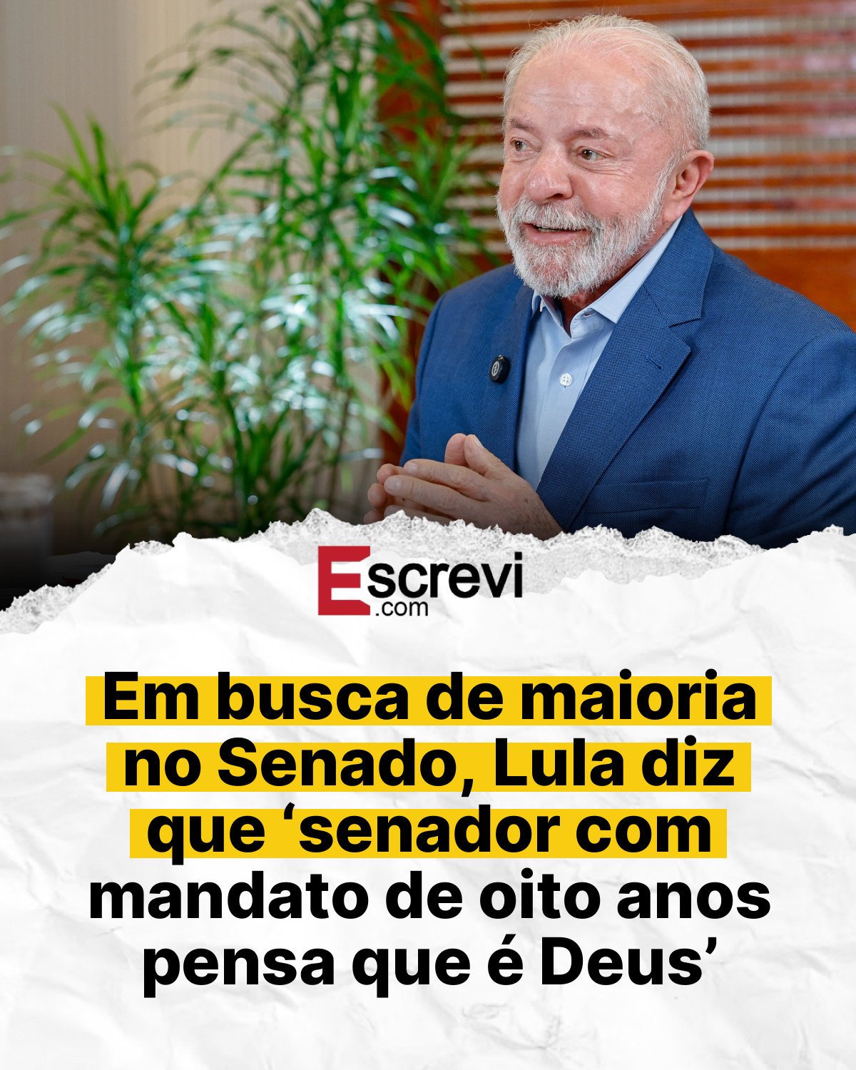 Em busca de maioria no Senado, Lula diz que ‘senador com mandato de oito anos pensa que é Deus’ card branco