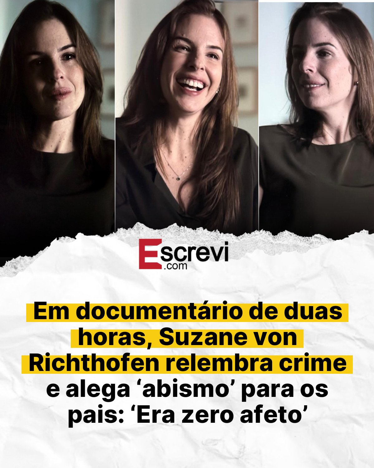 Em documentário de duas horas, Suzane von Richthofen relembra crime e alega ‘abismo’ para os pais: ‘Era zero afeto’ card branco