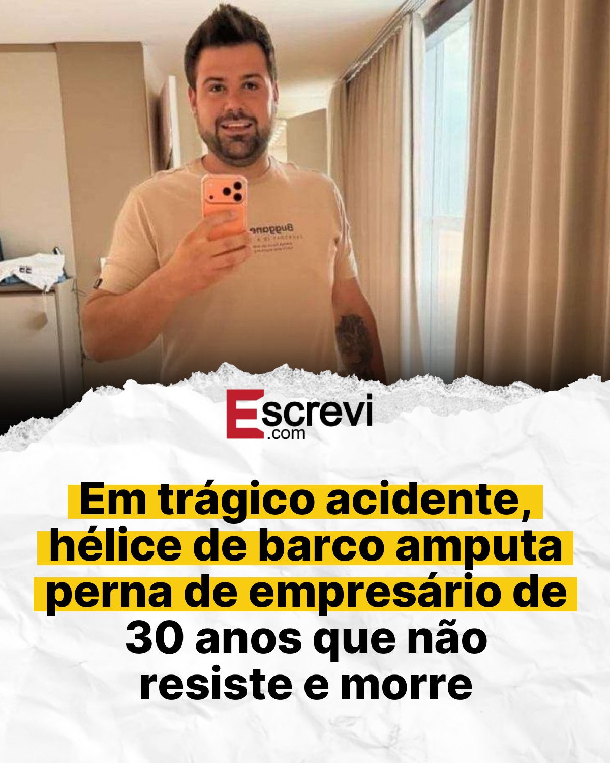 Em trágico acidente, hélice de barco amputa perna de empresário de 30 anos que não resiste e morre card branco