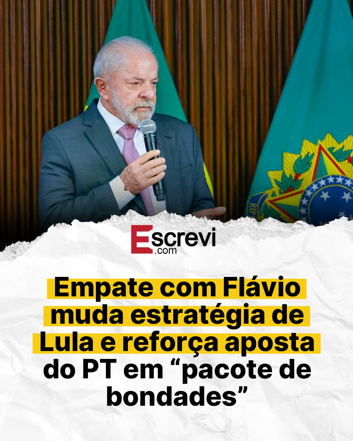 Empate com Flávio muda estratégia de Lula e reforça aposta do PT em “pacote de bondades” card branco