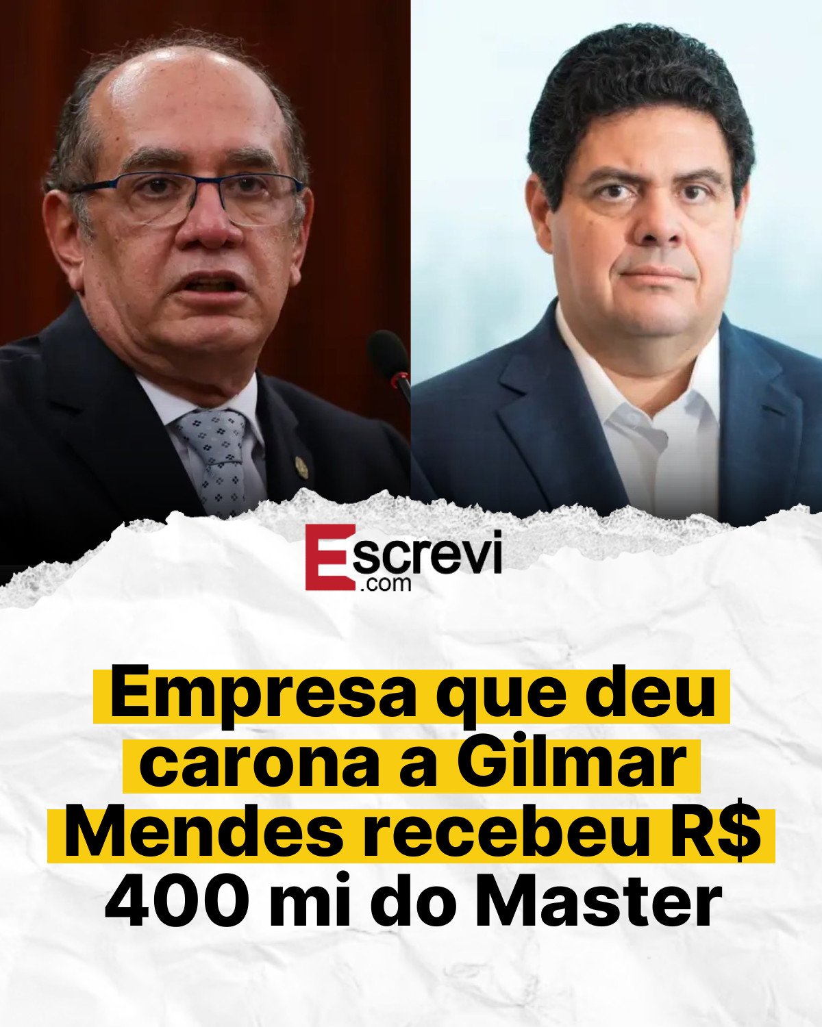Empresa que deu carona a Gilmar Mendes recebeu R$ 400 mi do Master card branco