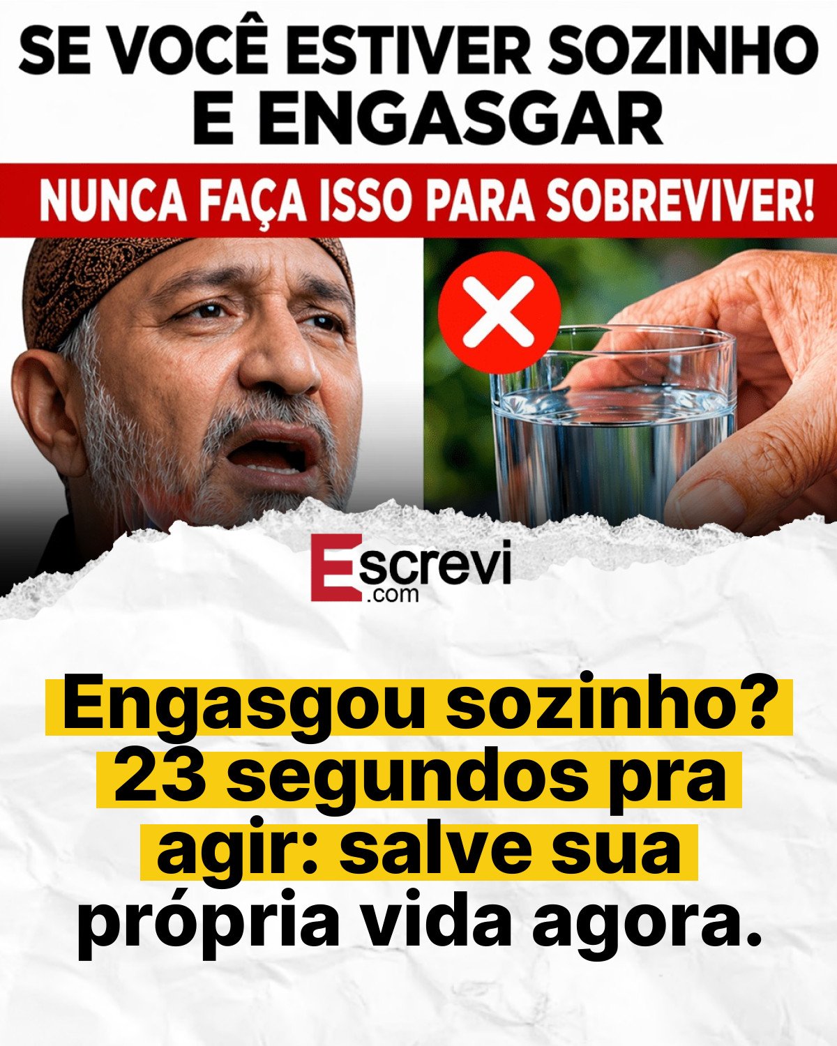 Engasgou sozinho? 23 segundos pra agir: salve sua própria vida agora. card branco