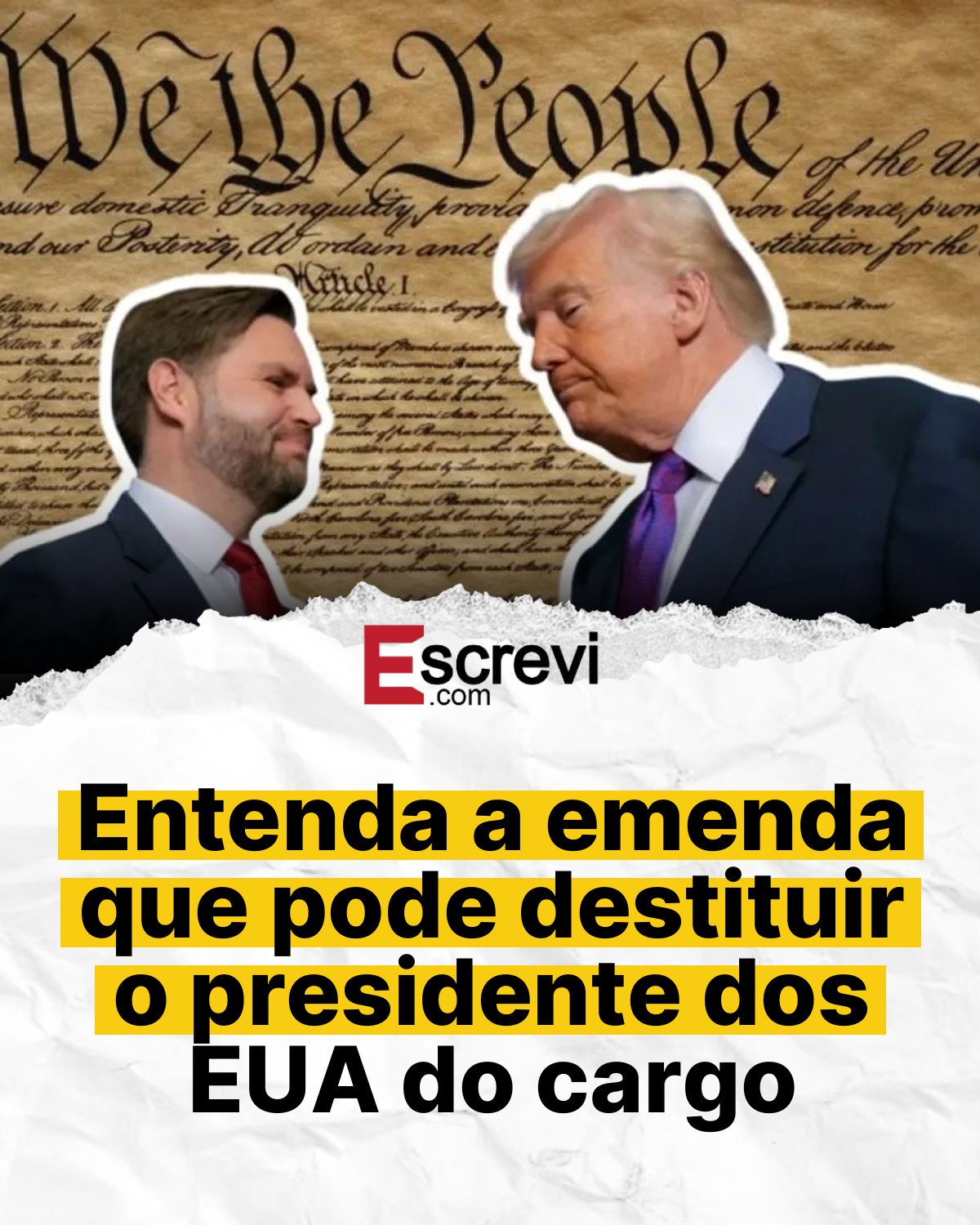Entenda a emenda que pode destituir o presidente dos EUA do cargo card branco