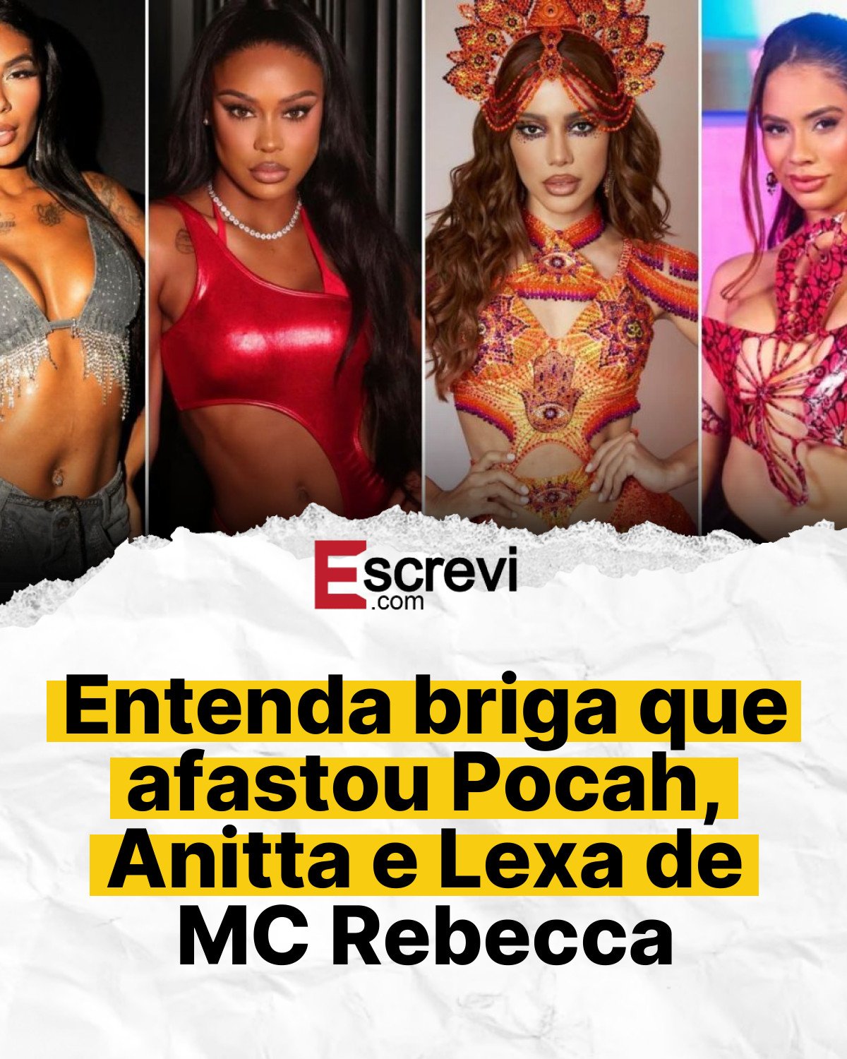 Entenda briga que afastou Pocah, Anitta e Lexa de MC Rebecca card branco