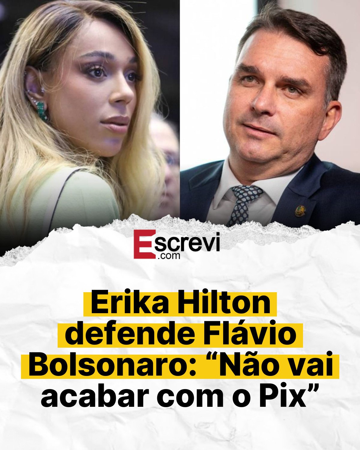 Erika Hilton defende Flávio Bolsonaro: “Não vai acabar com o Pix” card branco