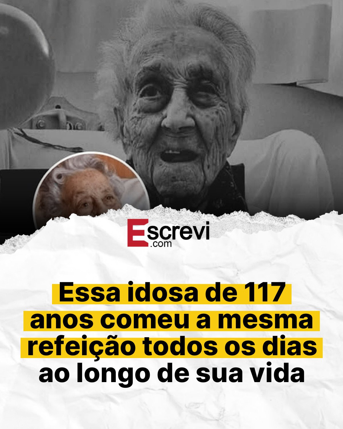 Essa idosa de 117 anos comeu a mesma refeição todos os dias ao longo de sua vida card branco