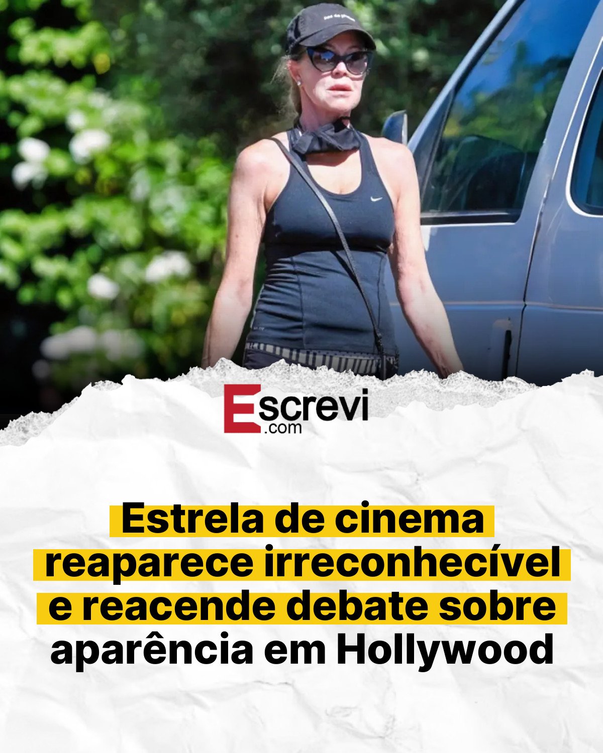 Estrela de cinema reaparece irreconhecível e reacende debate sobre aparência em Hollywood card branco