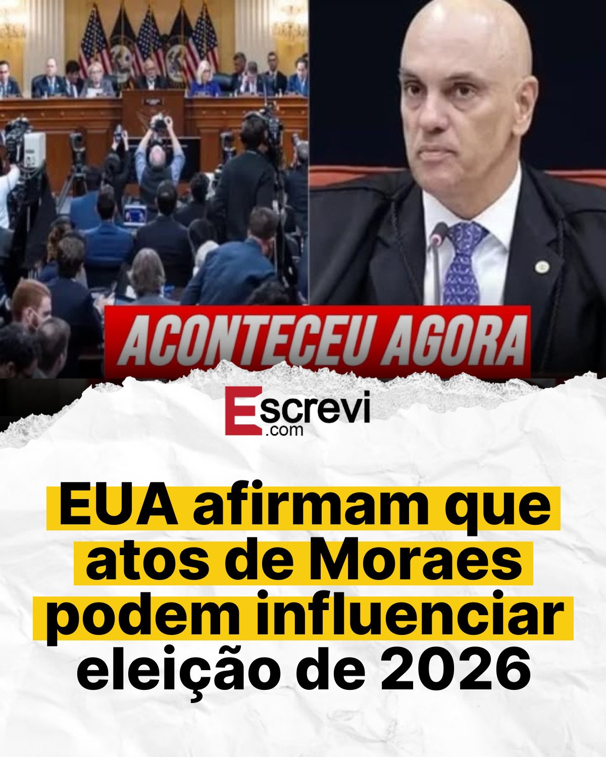 EUA afirmam que atos de Moraes podem influenciar eleição de 2026 card branco