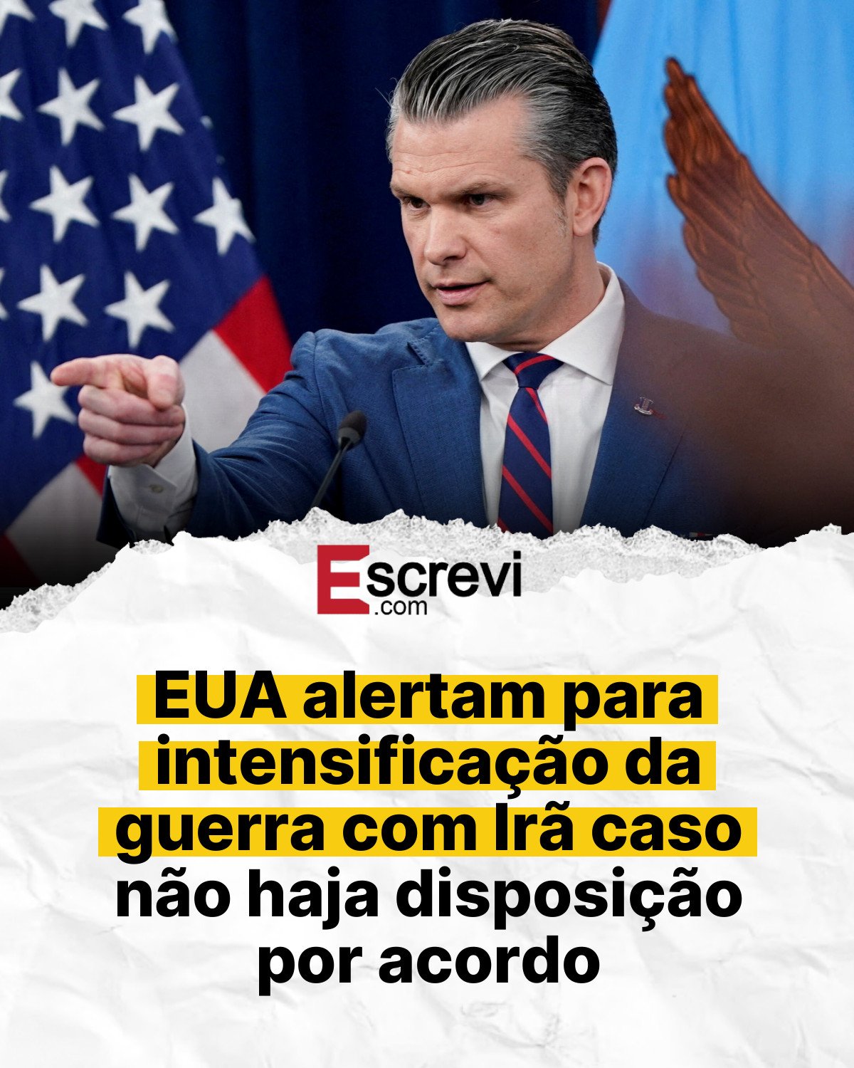 EUA alertam para intensificação da guerra com Irã caso não haja disposição por acordo card branco