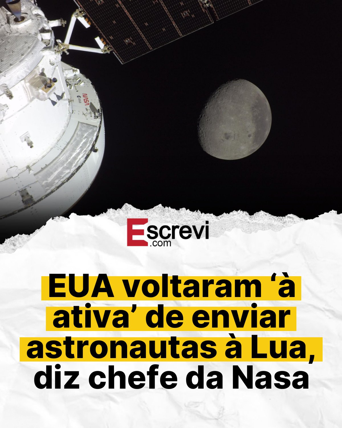 EUA voltaram ‘à ativa’ de enviar astronautas à Lua, diz chefe da Nasa card branco