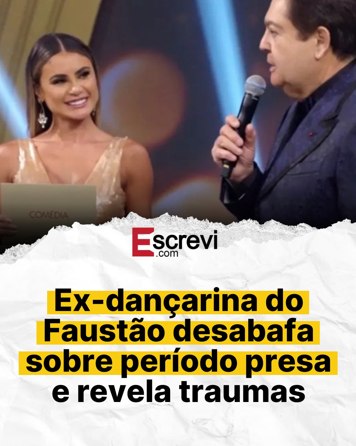 Ex-dançarina do Faustão desabafa sobre período presa e revela traumas card branco