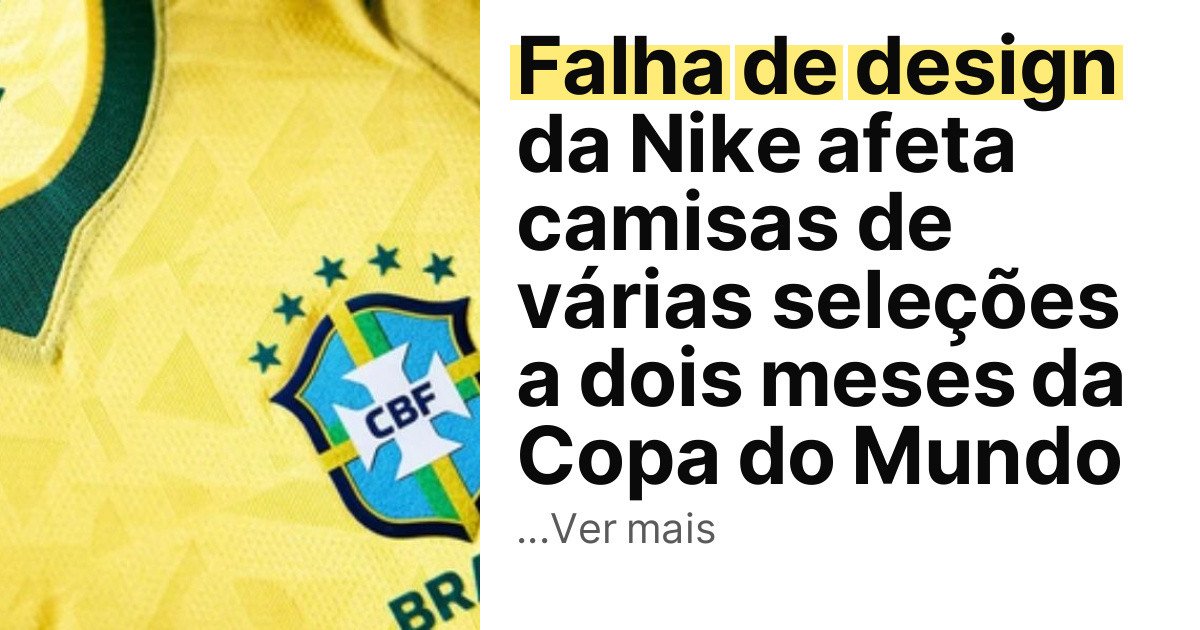 Falha de design da Nike afeta camisas de várias seleções a dois meses da Copa do Mundo imagem principal