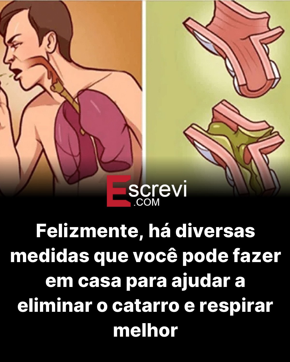 Felizmente, há diversas medidas que você pode fazer em casa para ajudar a eliminar o catarro e respirar melhor card preto