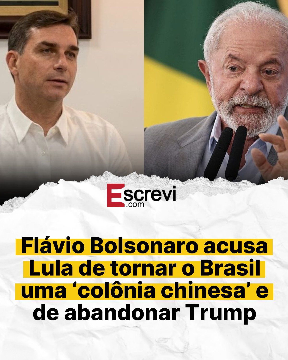Flávio Bolsonaro acusa Lula de tornar o Brasil uma ‘colônia chinesa’ e de abandonar Trump card branco