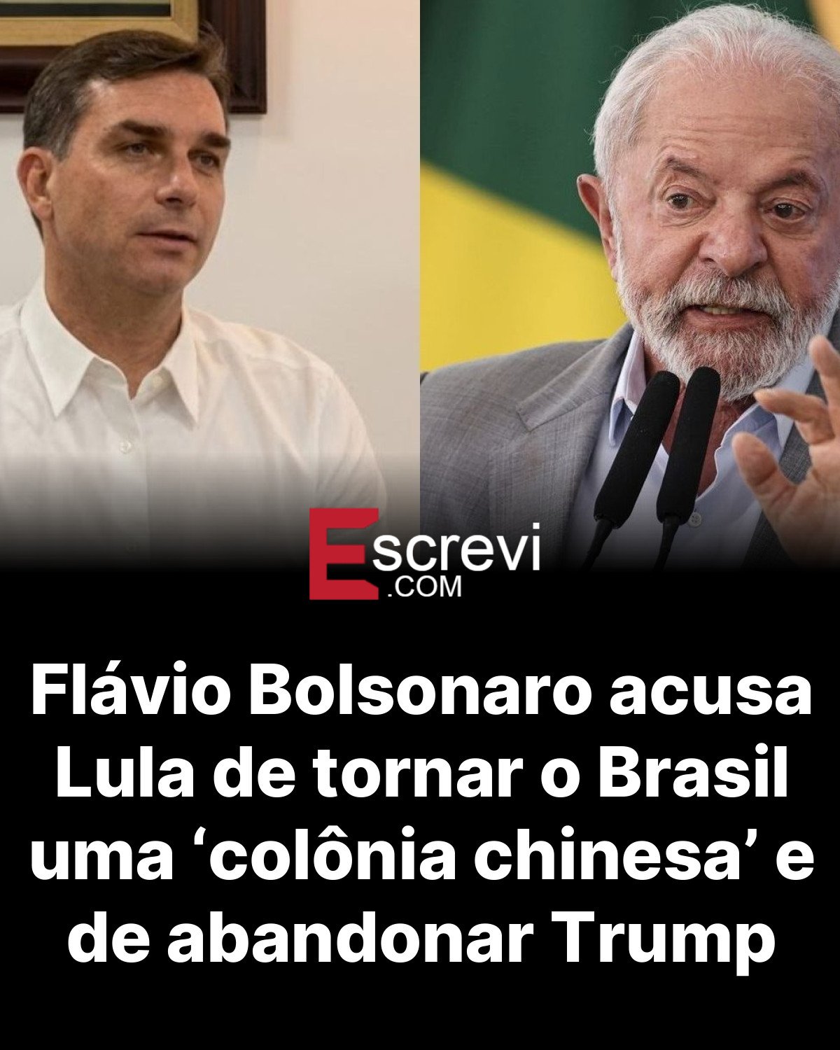 Flávio Bolsonaro acusa Lula de tornar o Brasil uma ‘colônia chinesa’ e de abandonar Trump card preto