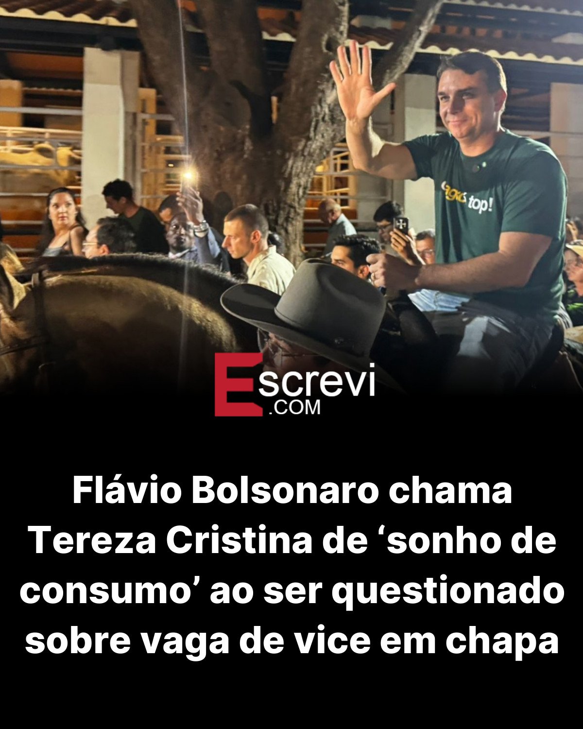 Flávio Bolsonaro chama Tereza Cristina de ‘sonho de consumo’ ao ser questionado sobre vaga de vice em chapa card preto