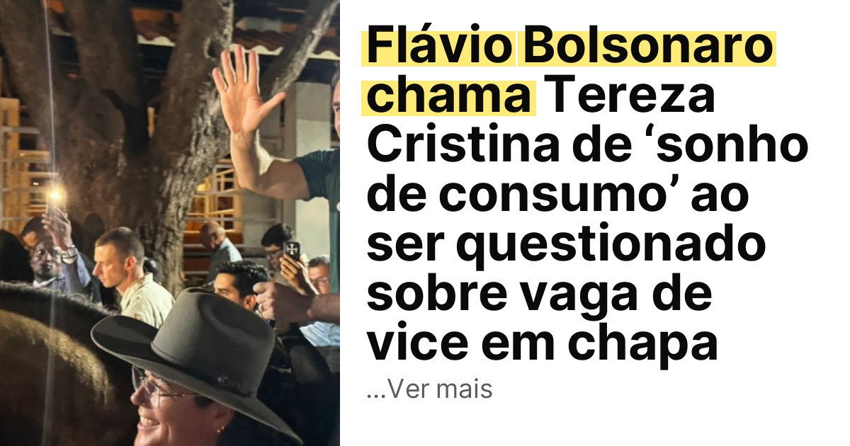 Flávio Bolsonaro chama Tereza Cristina de ‘sonho de consumo’ ao ser questionado sobre vaga de vice em chapa imagem principal