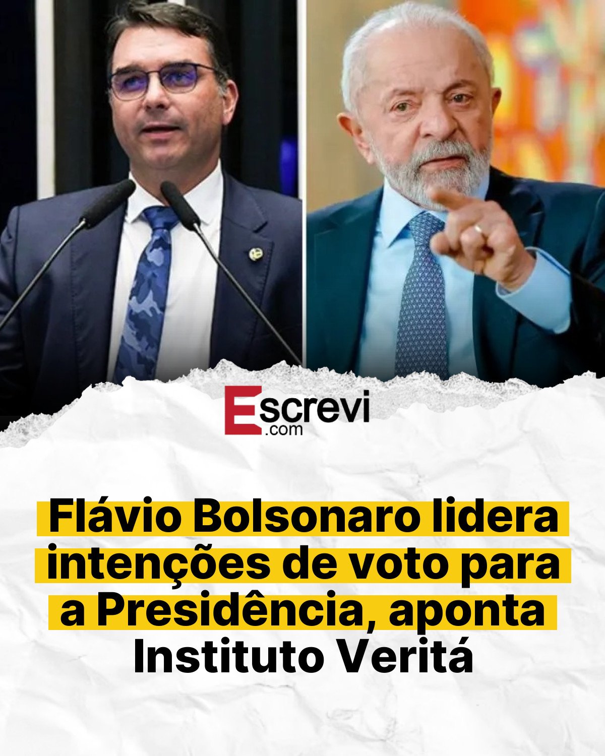 Flávio Bolsonaro lidera intenções de voto para a Presidência, aponta Instituto Veritá card branco