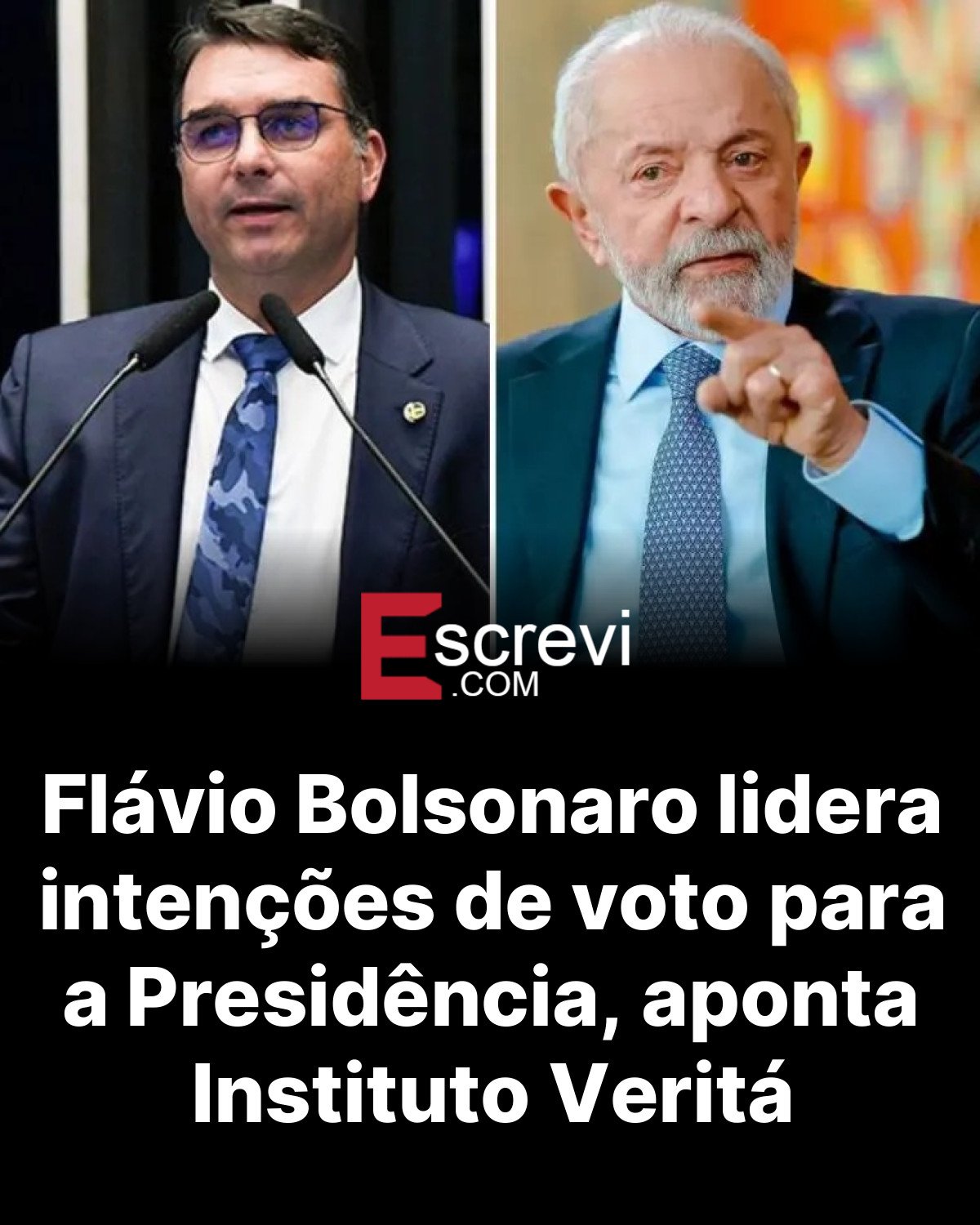 Flávio Bolsonaro lidera intenções de voto para a Presidência, aponta Instituto Veritá card preto