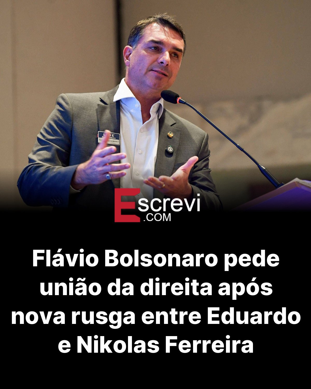 Flávio Bolsonaro pede união da direita após nova rusga entre Eduardo e Nikolas Ferreira card preto