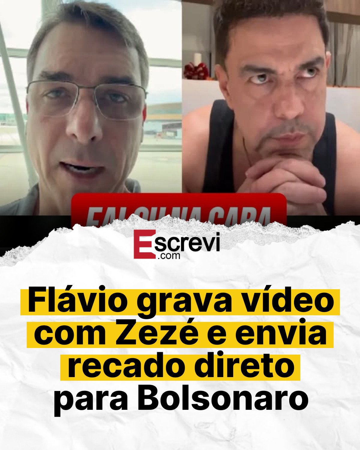 Flávio grava vídeo com Zezé e envia recado direto para Bolsonaro card branco