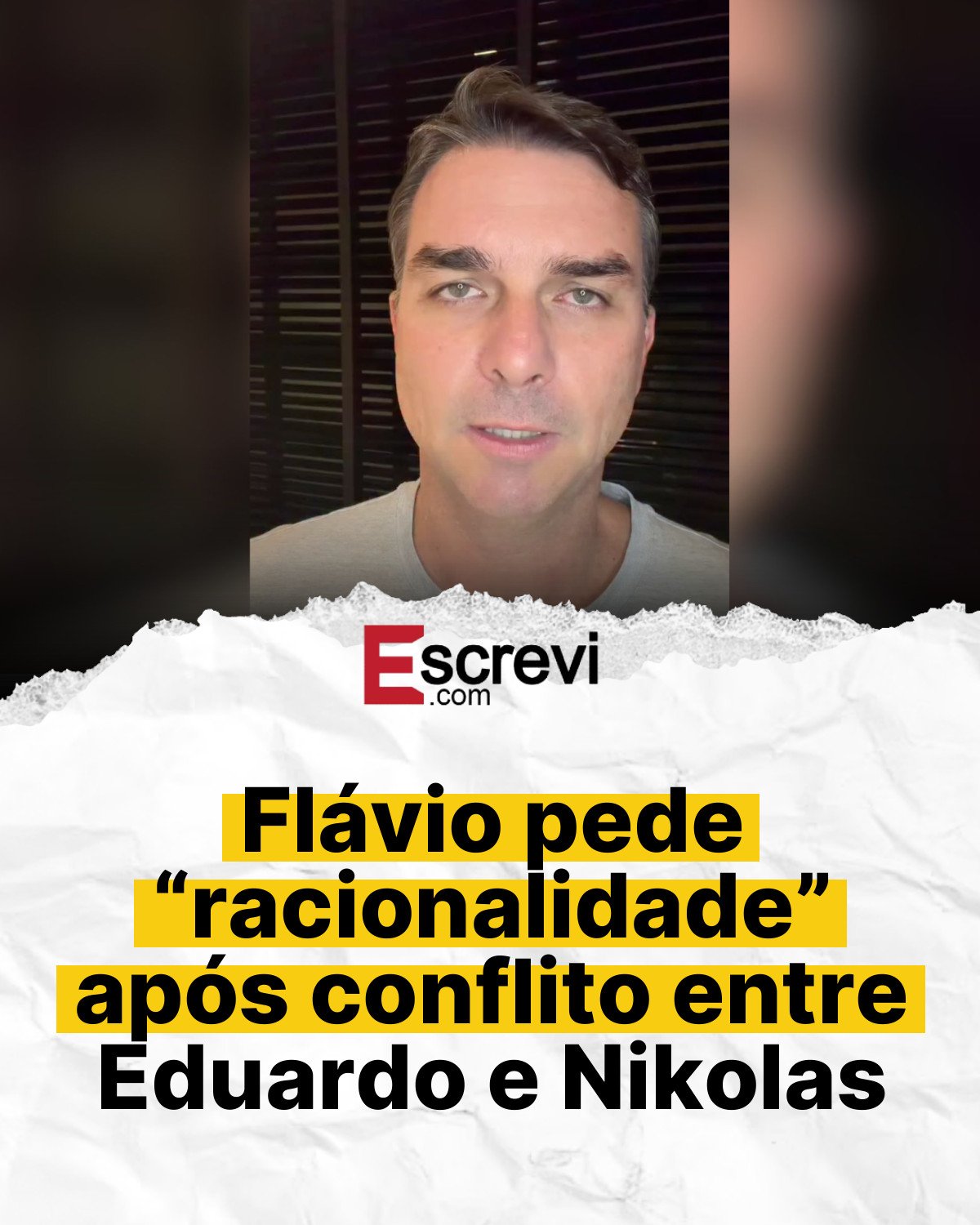 Flávio pede “racionalidade” após conflito entre Eduardo e Nikolas card branco