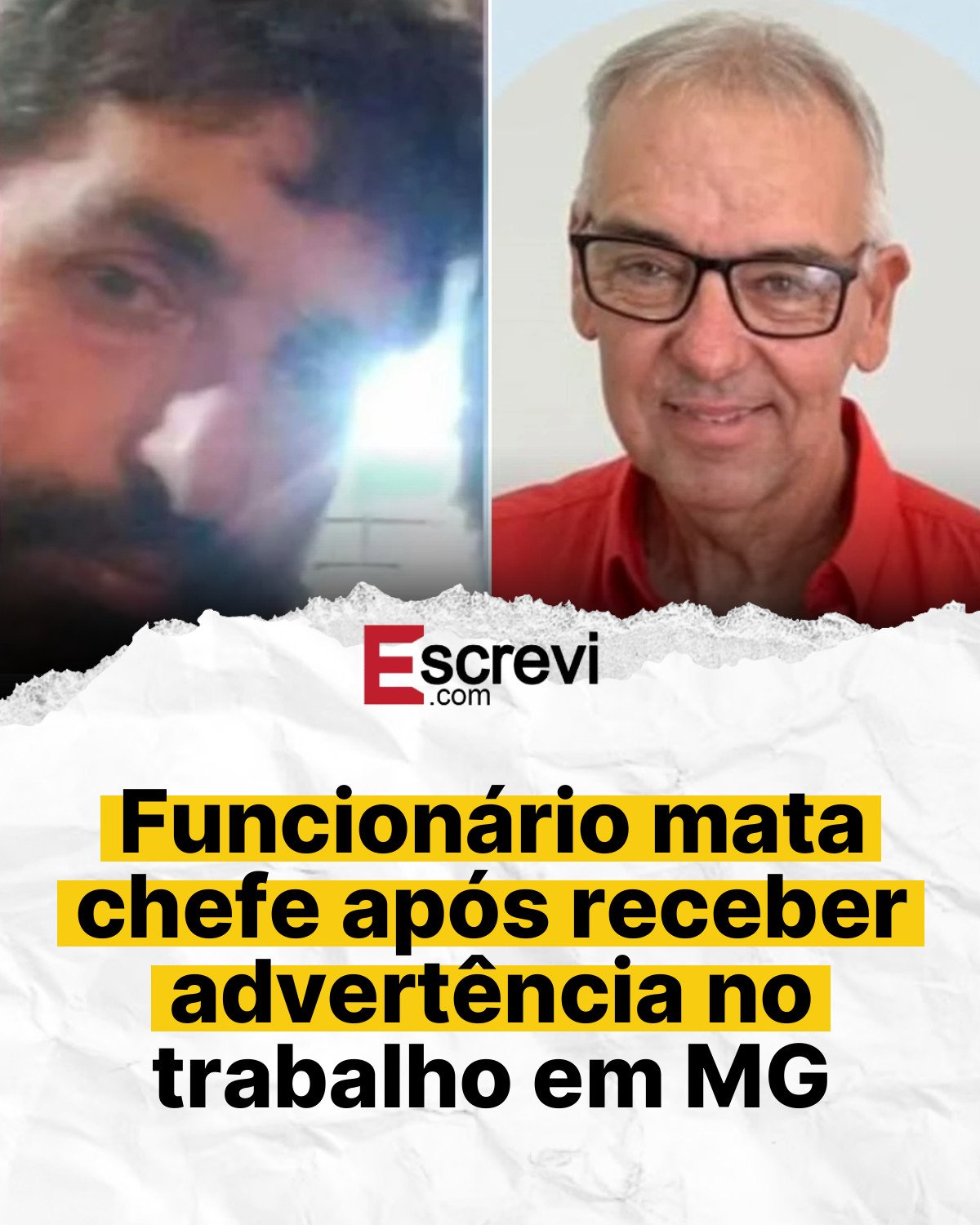 Funcionário mata chefe após receber advertência no trabalho em MG card branco