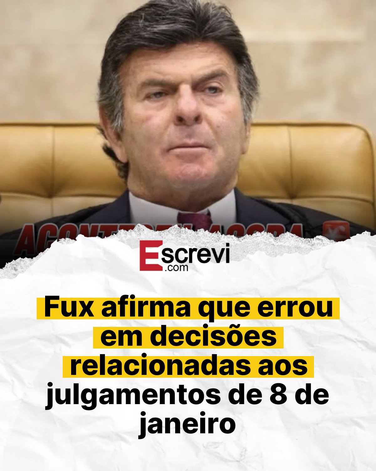 Fux afirma que errou em decisões relacionadas aos julgamentos de 8 de janeiro card branco