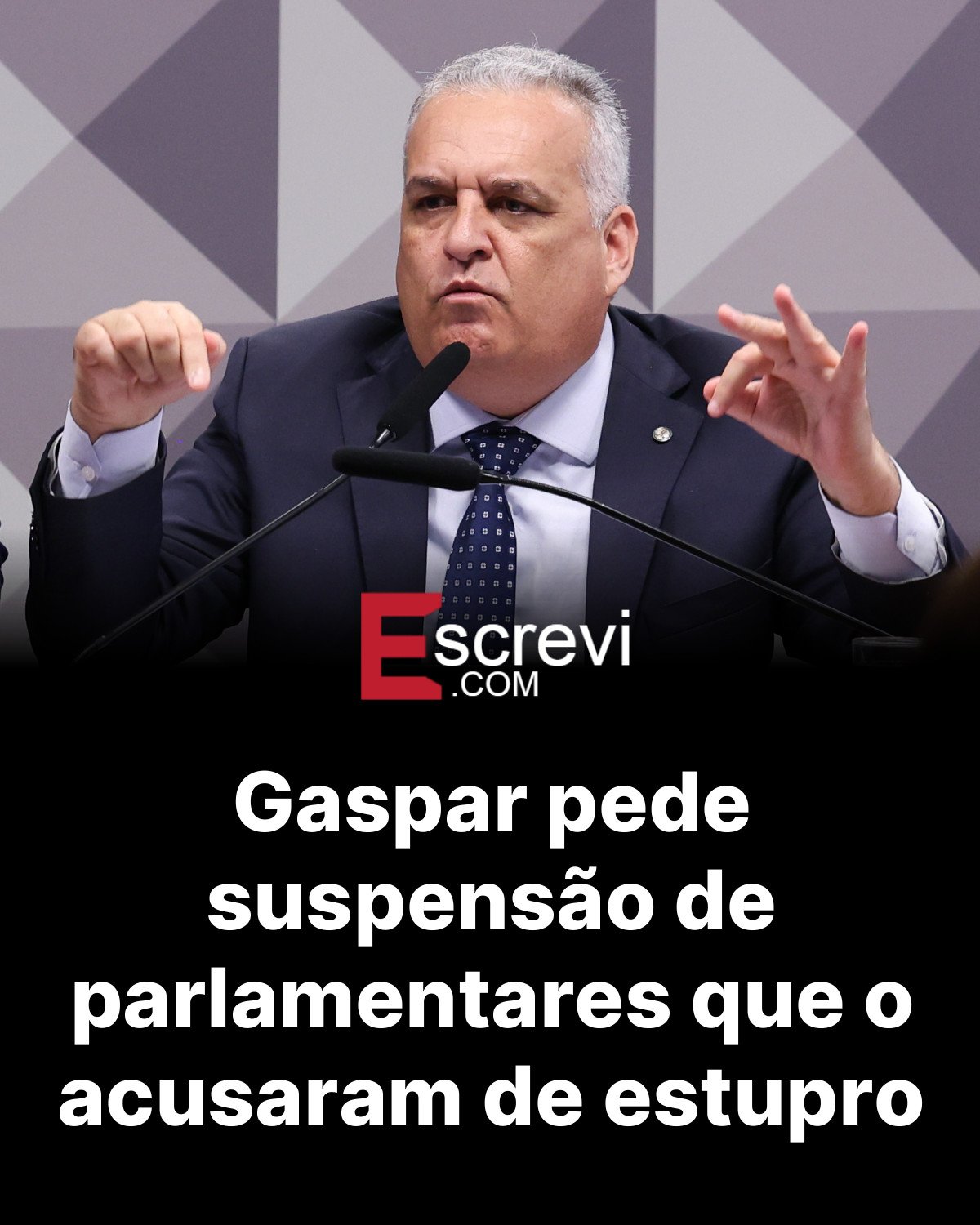 Gaspar pede suspensão de parlamentares que o acusaram de estupro card preto