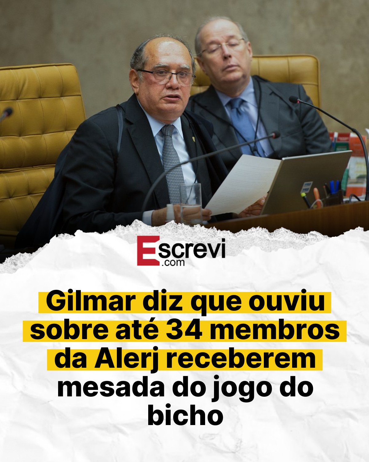 Gilmar diz que ouviu sobre até 34 membros da Alerj receberem mesada do jogo do bicho card branco