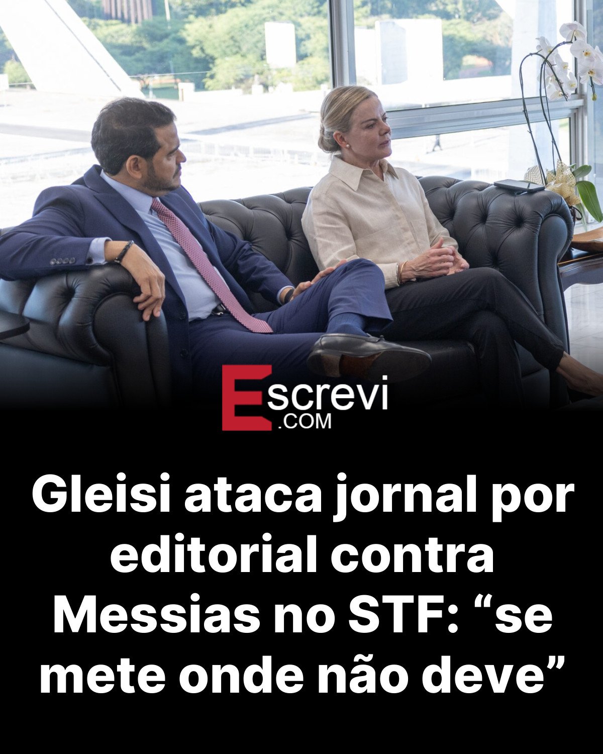 Gleisi ataca jornal por editorial contra Messias no STF: “se mete onde não deve” card preto