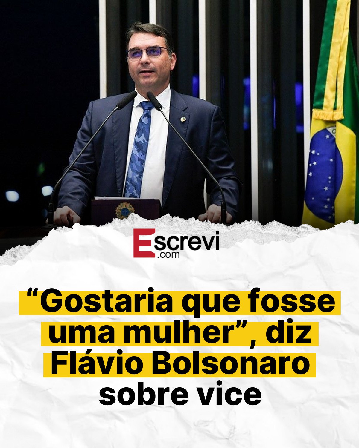 “Gostaria que fosse uma mulher”, diz Flávio Bolsonaro sobre vice card branco