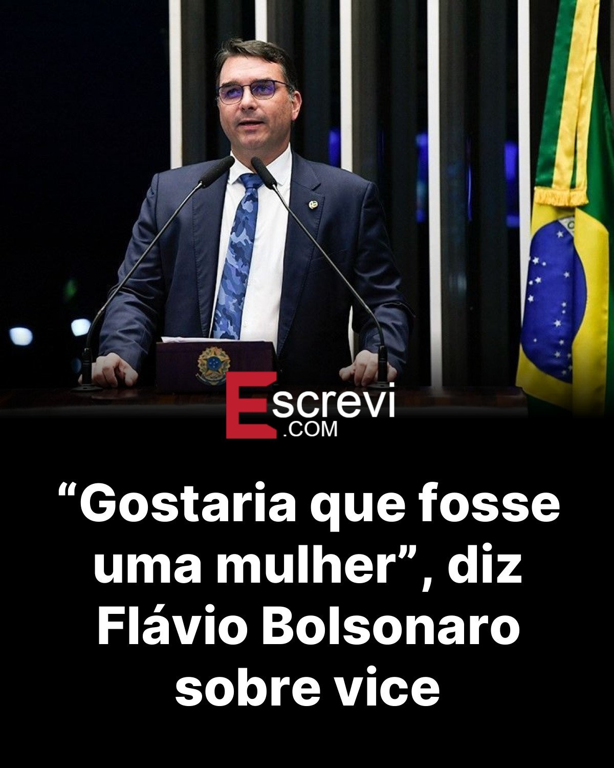 “Gostaria que fosse uma mulher”, diz Flávio Bolsonaro sobre vice card preto