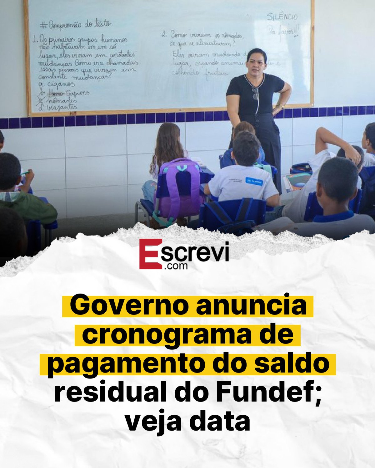 Governo anuncia cronograma de pagamento do saldo residual do Fundef; veja data card branco