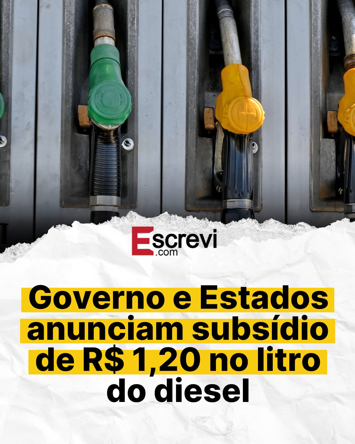 Governo e Estados anunciam subsídio de R$ 1,20 no litro do diesel card branco