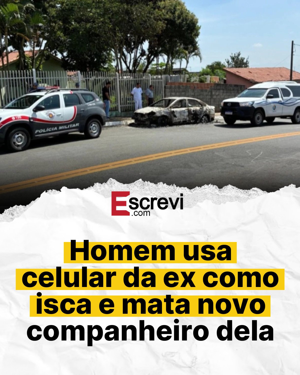 Homem usa celular da ex como isca e mata novo companheiro dela card branco