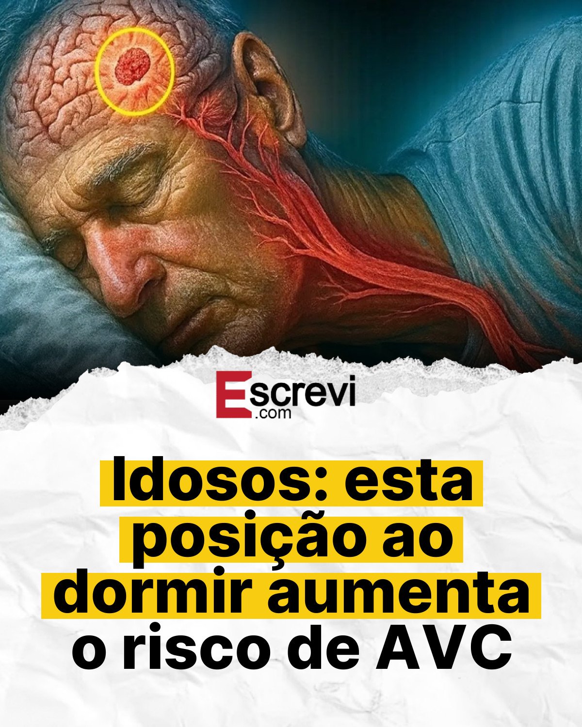 Idosos: esta posição ao dormir aumenta o risco de AVC card branco