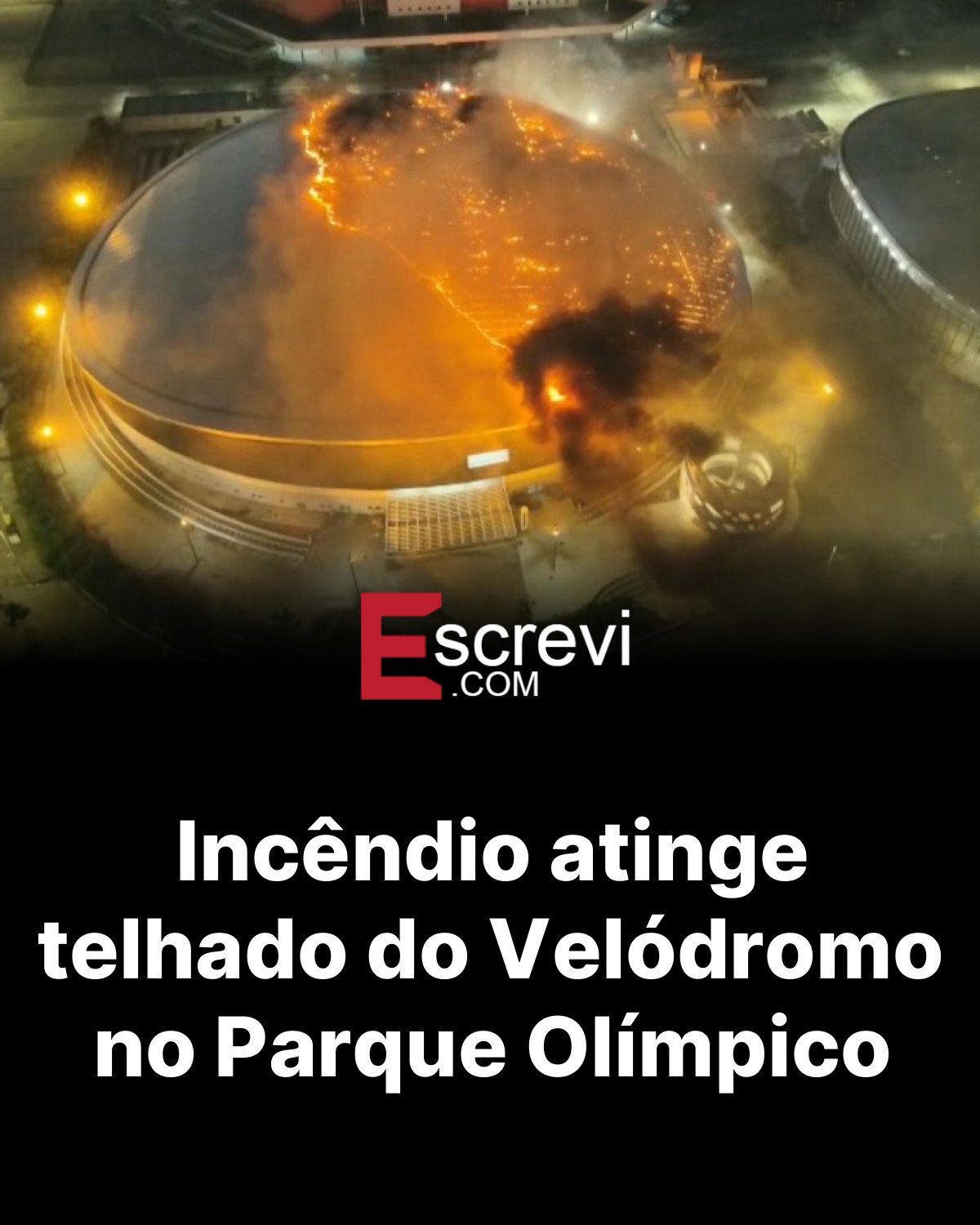 Incêndio atinge telhado do Velódromo no Parque Olímpico card preto