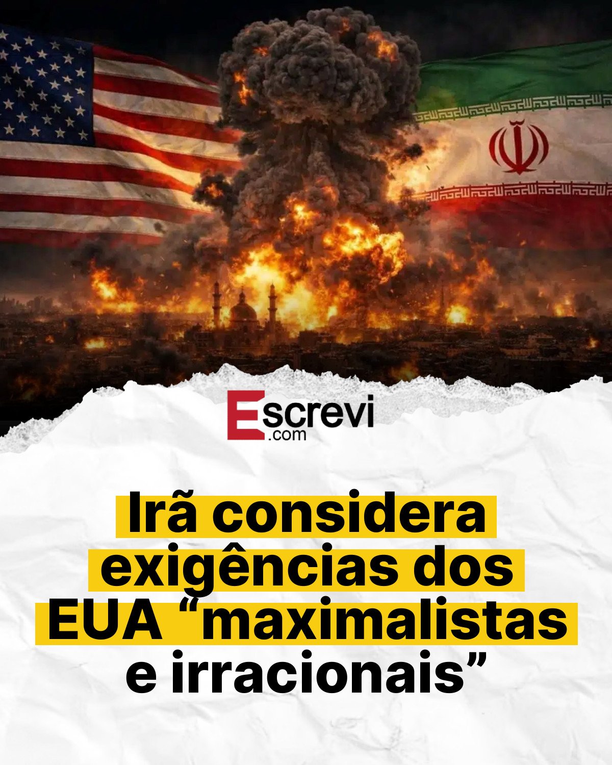 Irã considera exigências dos EUA “maximalistas e irracionais” card branco