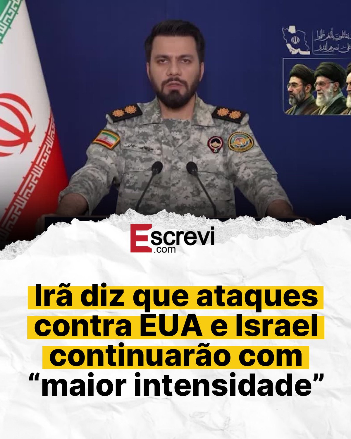 Irã diz que ataques contra EUA e Israel continuarão com “maior intensidade” card branco