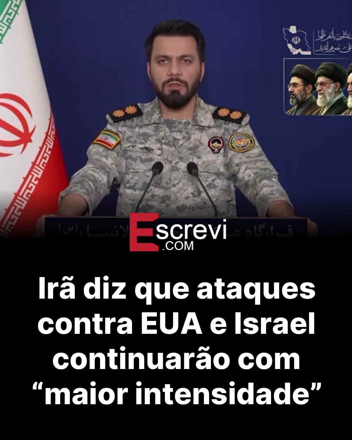 Irã diz que ataques contra EUA e Israel continuarão com “maior intensidade” card preto