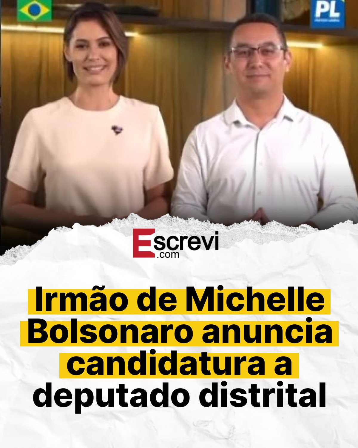 Irmão de Michelle Bolsonaro anuncia candidatura a deputado distrital card branco