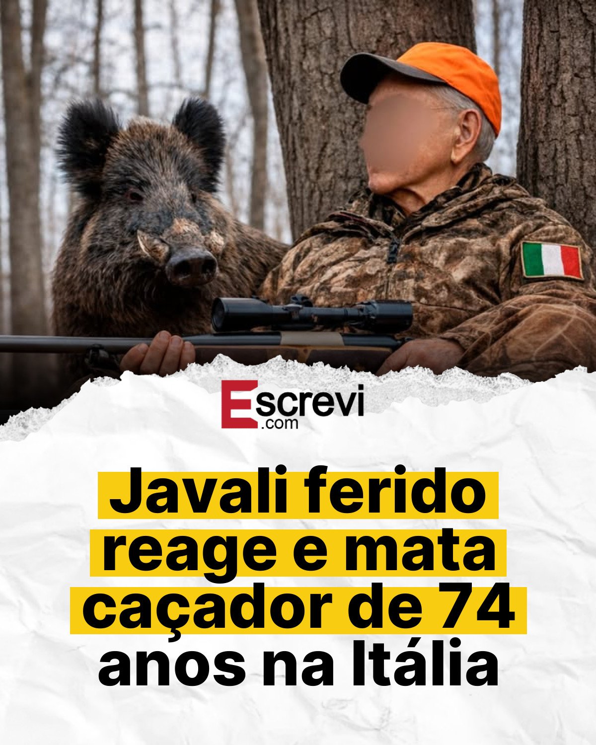 Javali ferido reage e mata caçador de 74 anos na Itália card branco