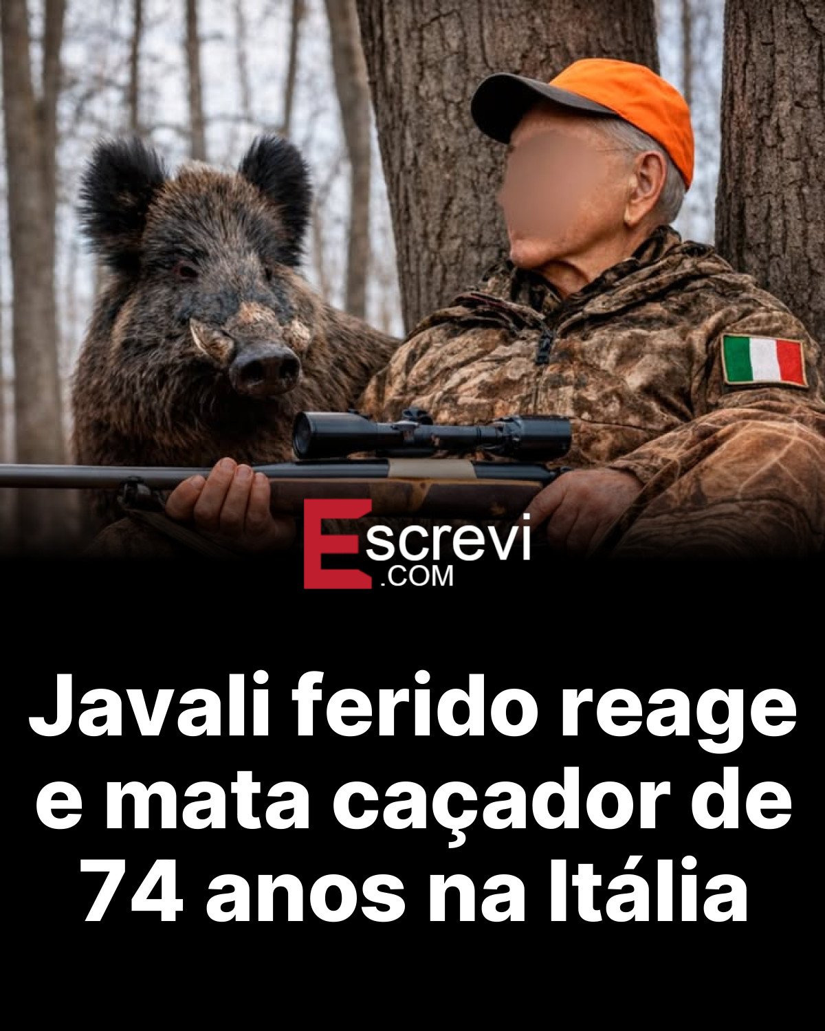 Javali ferido reage e mata caçador de 74 anos na Itália card preto