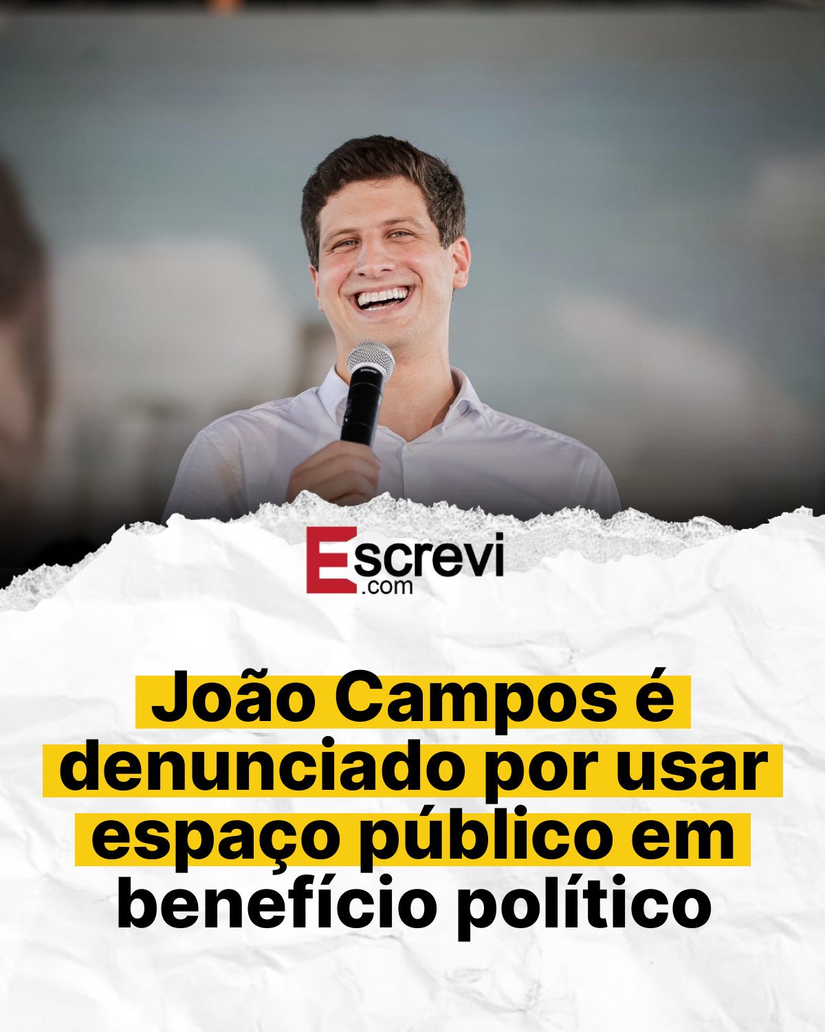 João Campos é denunciado por usar espaço público em benefício político card branco